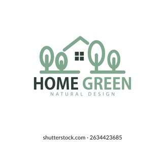 home green logo creative design concept line art pine fores apartment