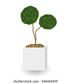 Home Green Plant in Nice Pot. Vector Illustration. EPS10