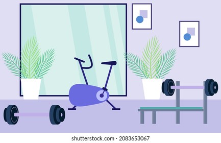 Gimnasio doméstico con diferentes elementos de entrenamiento