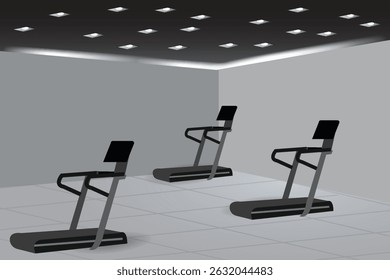 Elementos del gimnasio casero de la decoración interior lujosa, fondo del diseño de la Ilustración vectorial