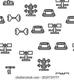 Home Gym Equipment Vector Seamless Pattern Thin Line Illustration