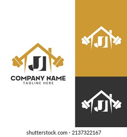 Home GYM initial letter J Vector barbell Logo Template