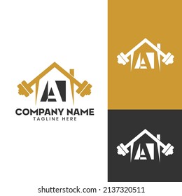 Home GYM initial letter A Vector barbell Logo Template