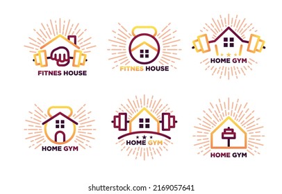 Home Gym Logo Template Vector. Stay Home And Healthy, Home Fitness, Work Out At Home Vector Illustration.