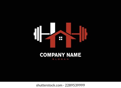 Home GYM Vector Logo Template. home gym logo with letter H.