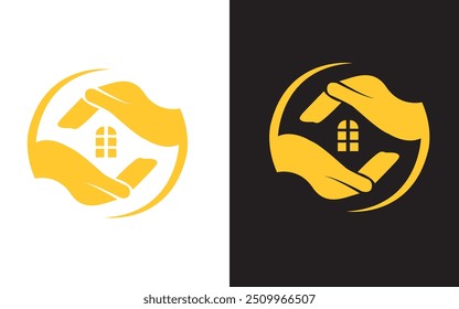 Home hand care icon colorful logo vector