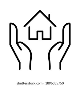 Home, hand, insurance, protection, loan icon vector image. Can also be used for banking and finance. Suitable for use on web apps, mobile apps and print media.