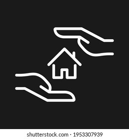 Home, hand, insurance, protection, loan icon vector image. Can also be used for banking and finance. Suitable for use on web apps, mobile apps and print media.