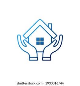 Home with Hand Logo icon vector design illustration. Home with Hand Logo icon design concept for Home, Real Estate, Building, Apartment, construction and architecture business.