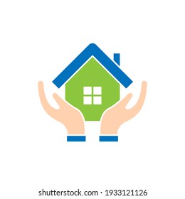 Home with Hand Logo icon vector design illustration. Home with Hand Logo icon design concept for Home, Real Estate, Building, Apartment, construction and architecture business.