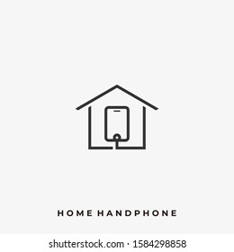 Home Hand Phone Illustration Vector Template. Suitable for Creative Industry, Multimedia, entertainment, Educations, Shop, and any related business