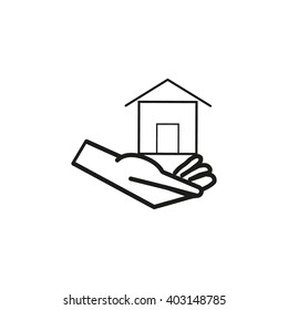 home, hand, vector, icon