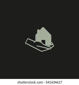 home, hand, vector, icon