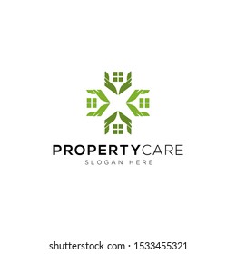 Home with hands Logo Template Design Vector, Emblem, Design Concept, Creative Symbol, Icon
