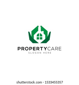 Home with hands Logo Template Design Vector, Emblem, Design Concept, Creative Symbol, Icon
