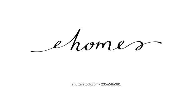 Home handwritten phrase with smooth lines. Calligraphy continuous line with word home usable for poster, printing, card, banners, t-shirt. Doodle vector graphic design.