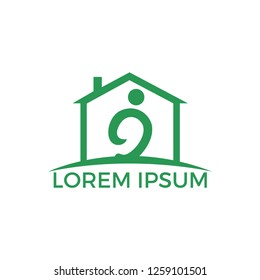 Home with happy human vector logo design. Charity, help and support organization vector design. 