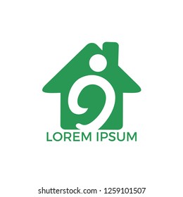 Home with happy human vector logo design. Charity, help and support organization vector design. 