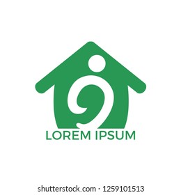 Home with happy human vector logo design. Charity, help and support organization vector design. 