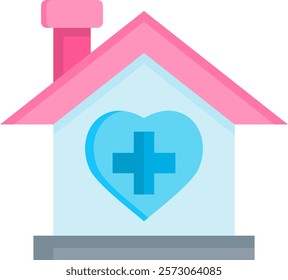 Home Healthcare Icon Flat Vector Illustration