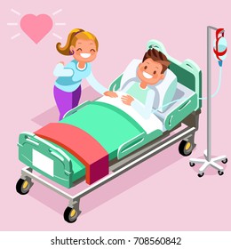 Home healthcare infographics medicine 3D flat isometric people emotions in isometric cartoon style medical icon vector illustration.