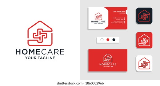 Home healthcare logo icon and business card design inspiration template