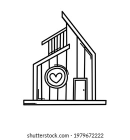 Home with heart Doodle vector icon. Drawing sketch illustration hand drawn cartoon line.