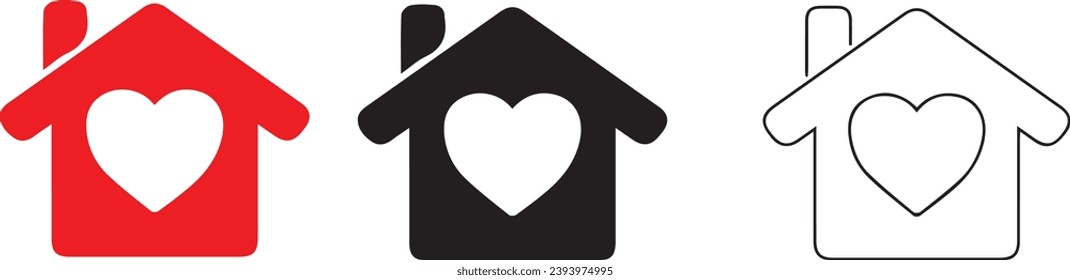 Inicio con conjunto de iconos de corazón vector y diseño de símbolos 
