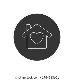 Home with heart line icon vector illustration
