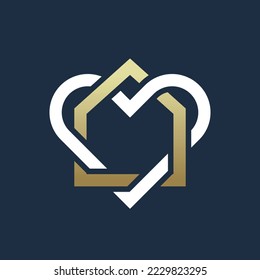 Home and heart logo. Abstract creative logotype.