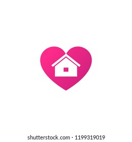 home and heart logo, vector