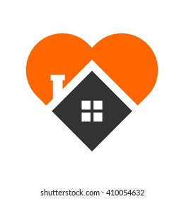 Home And Heart Logo Vector.