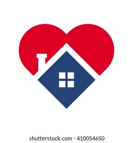 home and heart logo vector.