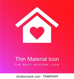 Home with a heart red and pink gradient material white icon minimal design