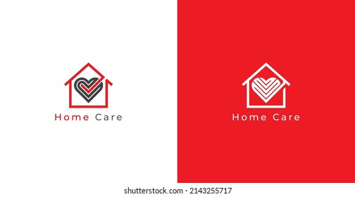 Inicio con forma de corazón Logo Concepto icono Diseño. Logotipo de Home Care