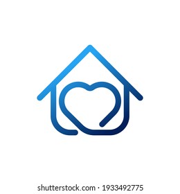 Home with heart shape Logo Icon Vector design illustration. Home with Love logo icon design concept vector template. Trendy House with heart shape icon design for website, symbol, logo, sign, app, UI