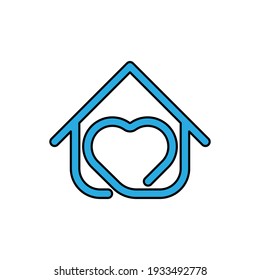 Home with heart shape Logo Icon Vector design illustration. Home with Love logo icon design concept vector template. Trendy House with heart shape icon design for website, symbol, logo, sign, app, UI