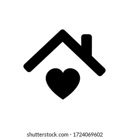 Home heart. Stay home. Vector isolated icon. Home quarantine black isolated vector icon. EPS 10