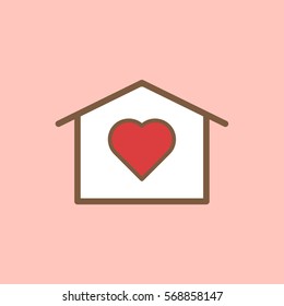home and  heart vector icon  isolated 