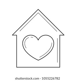 Home with heart vector line icon isolated on white background. Sweet home line icon for infographic, website or app.