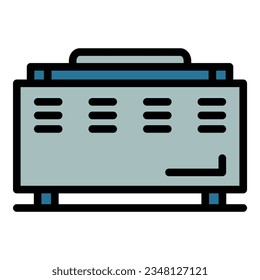 Home heater icon outline vector. Electric convector. Heating control color flat