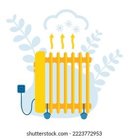 Home heater radiator. Flat illustration of home oil heater radiator vector.