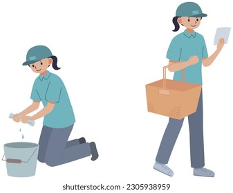Home helper women who help people in their daily lives.