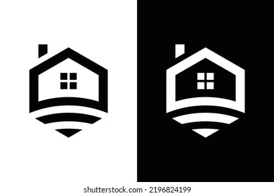Home hexagon concept black and white. Very suitable for symbol, logo, company name, brand name, personal name, icon and many more.