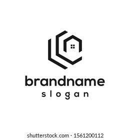 home hexagon logo design vector