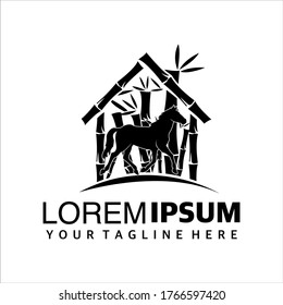 home and horse logo design template