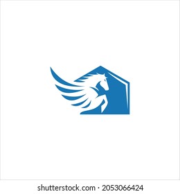 home and horse logo vector