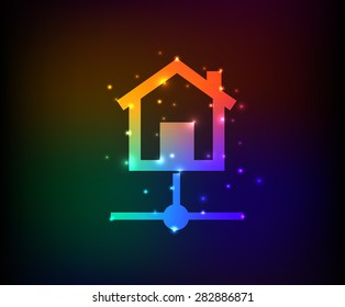 Home, host design, rainbow concept design. Clean vector.