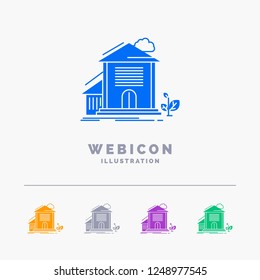 Home, house, Apartment, building, office 5 Color Glyph Web Icon Template isolated on white. Vector illustration