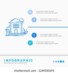 Home, house, Apartment, building, office Infographics Template for Website and Presentation. Line Blue icon infographic style vector illustration